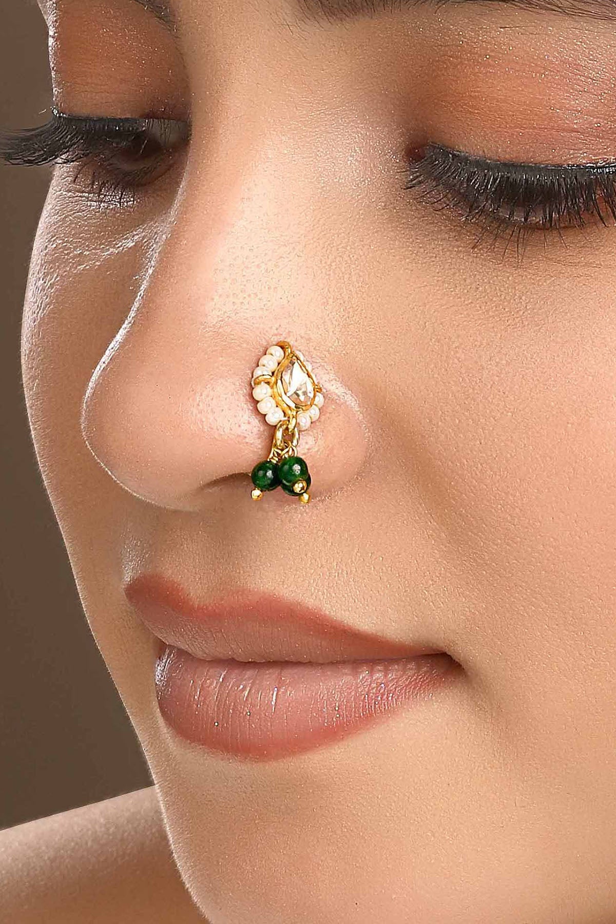 Buy Green Moissanite Polki Nath by Sica for women online at ScrollnShops